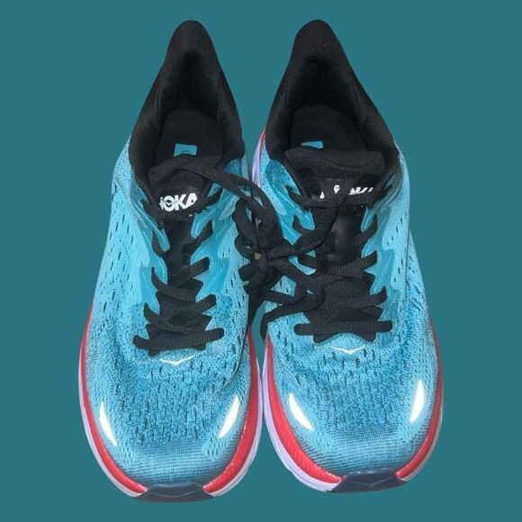NWOB Men’s Hoka One One Clifton 8 Real Teal/Aquarelle  Running Shoes Sneakers 8. - Picture 2 of 9